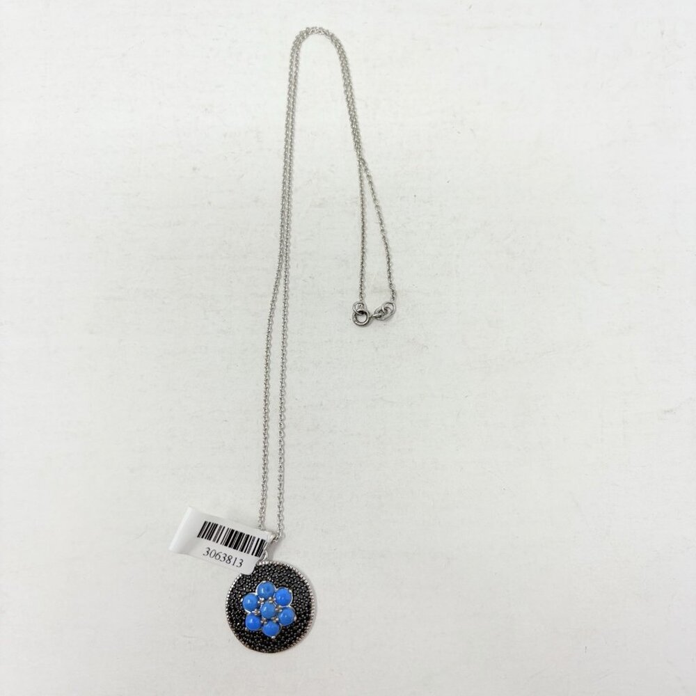 Shop LC Ceruleite/Thai Black Spinel Black Rhodium Sterling Silver‎ Necklace 5482